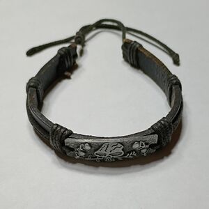 Black Leather Bracelet with Silver Accents